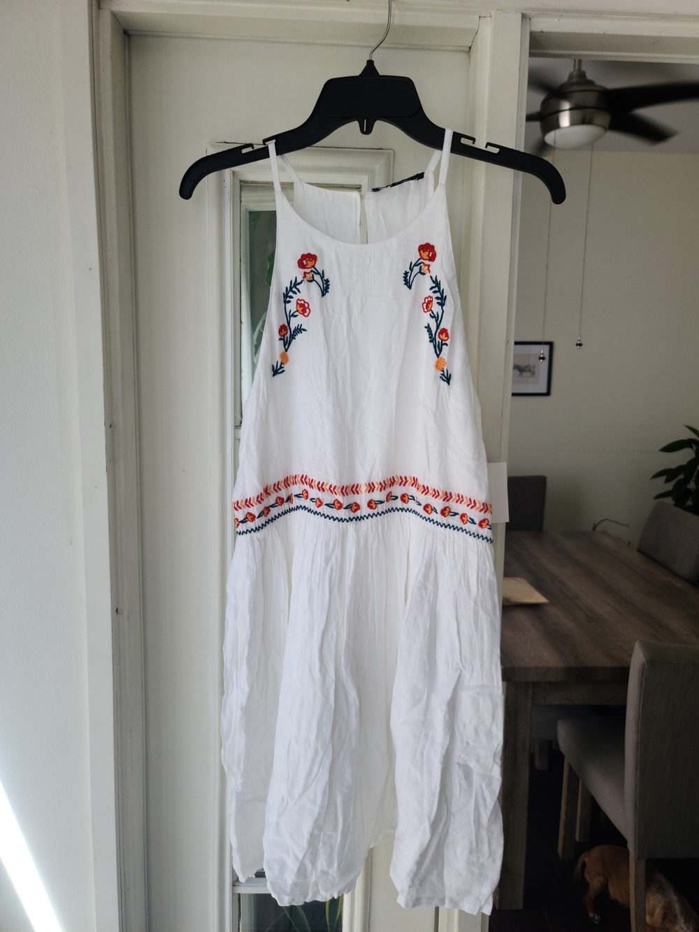 White Embroidered Floral Sleeveless Dress